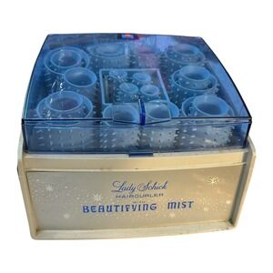 VTG Lady Schick Beautifying Mist Hair Curler Rollers Model 70 No Clips Blue Set